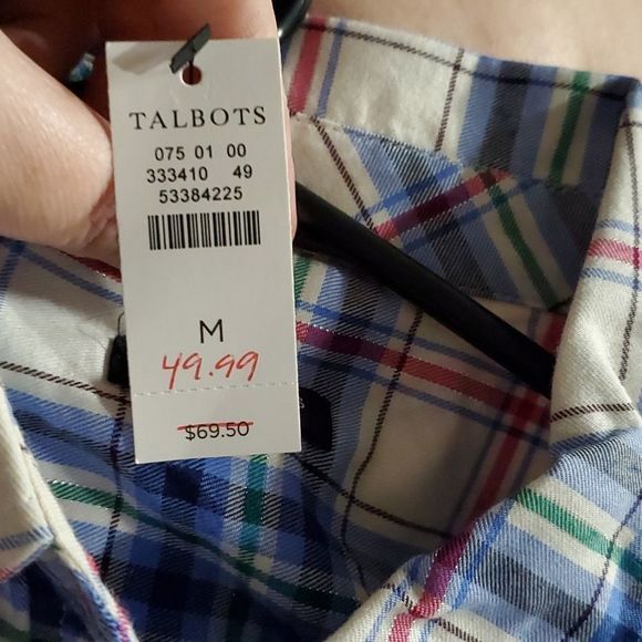 Talbots CLASSIC COTTON SHIRT - ENCHANTED BLUE PLAID Size medium - Picture 8 of 8